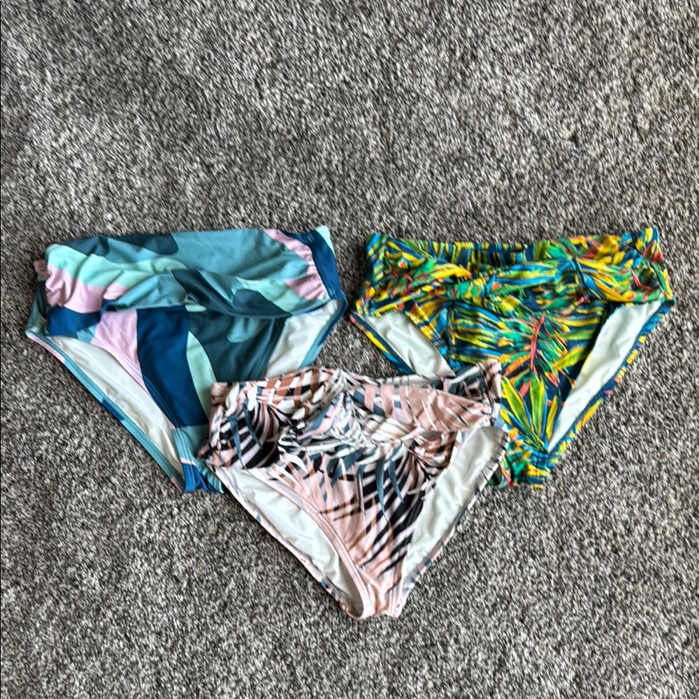 Soma hi waist crossover swimsuit bikini bottoms 3 lot bundle medium GORGEOUS